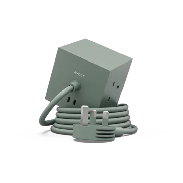 Square 1 UK power strip USB-C 30W 1.8 m - Oak Green - Avolt