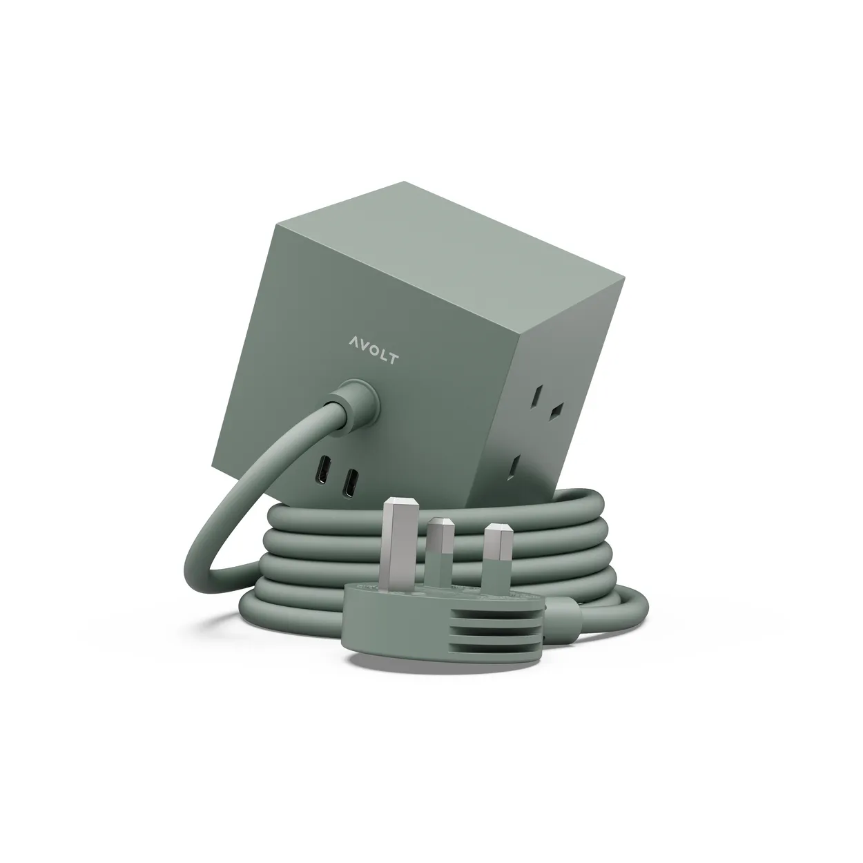 Avolt Square 1 UK power strip USB-C 30W 1.8 m Oak Green