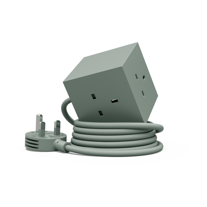 Square 1 UK power strip USB-C 30W 1.8 m, Oak Green Avolt