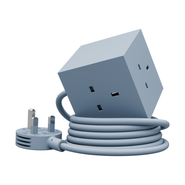 Square 1 UK power strip USB-C 30W 1.8 m - Shark Blue - Avolt