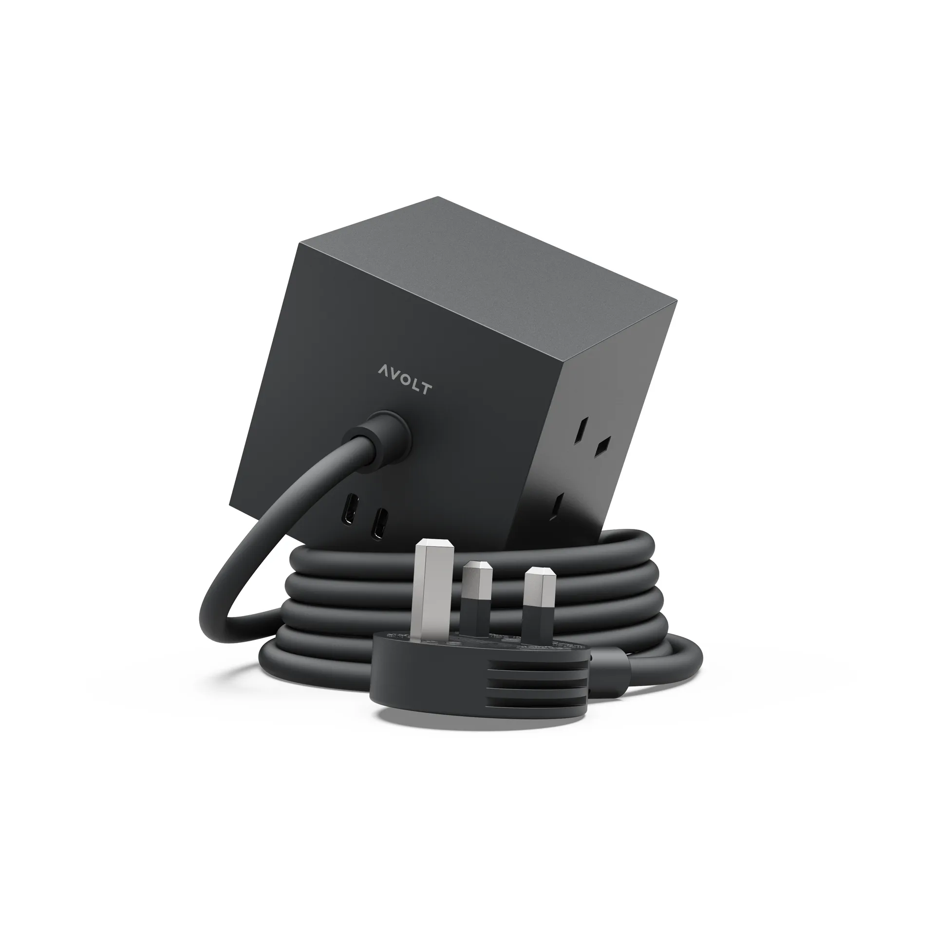 Square 1 UK power strip USB-C 30W 1.8 m, Stockholm Black Avolt