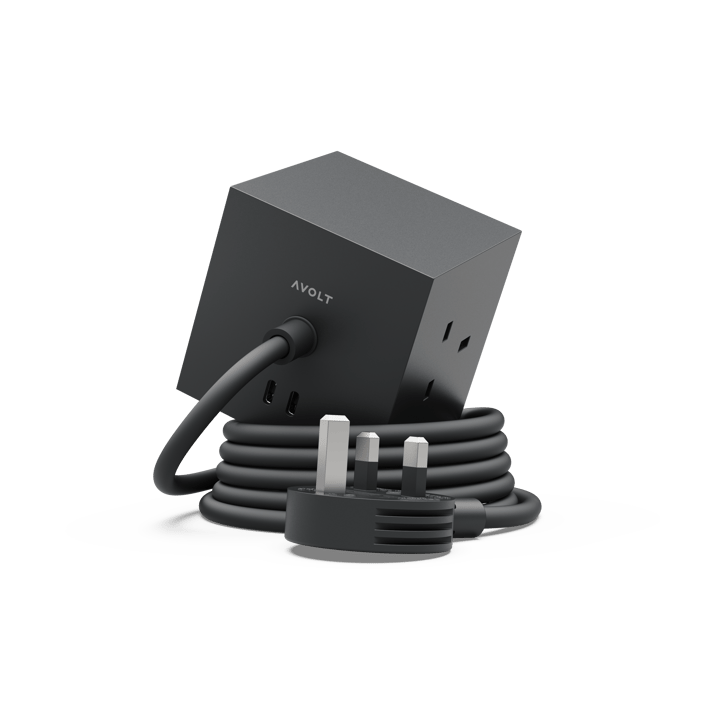 Square 1 UK power strip USB-C 30W 1.8 m - Stockholm Black - Avolt