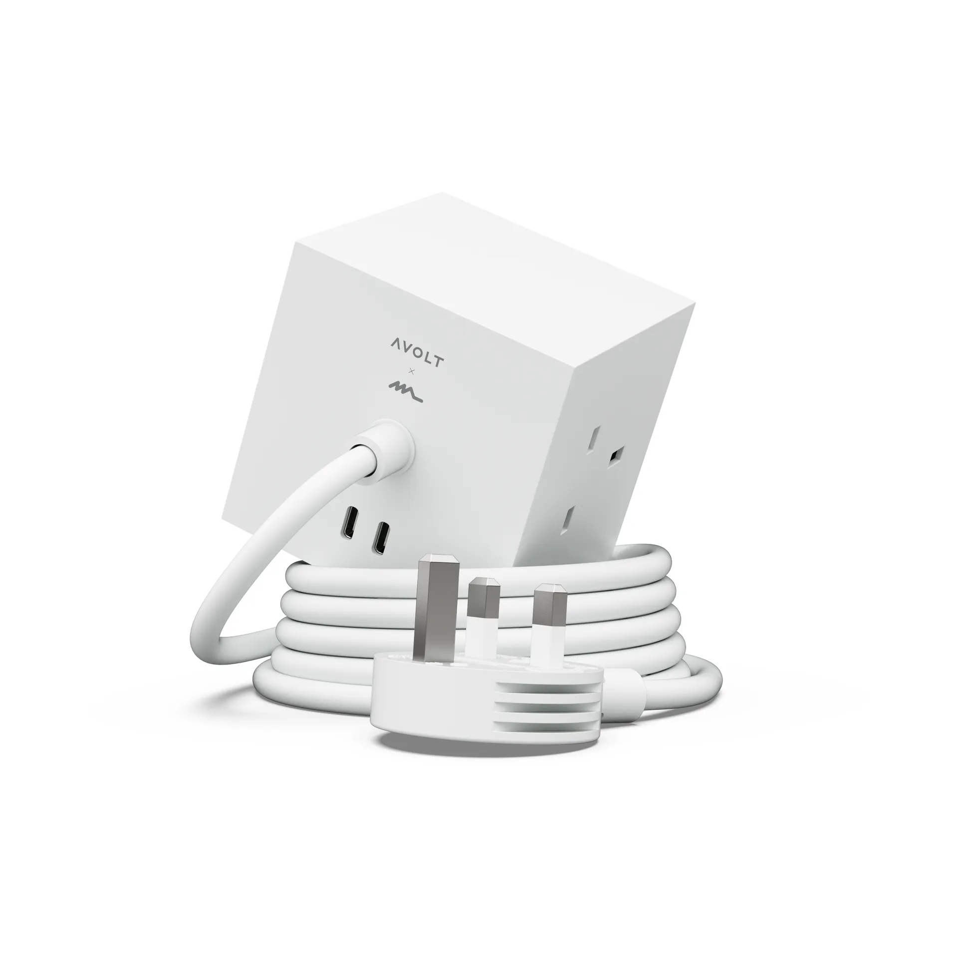 Square 1 UK power strip USB-C 30W 1.8 m, White Martinelli Luce edition Avolt