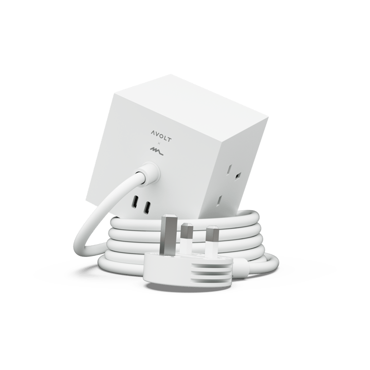 Square 1 UK power strip USB-C 30W 1.8 m - White Martinelli Luce edition - Avolt