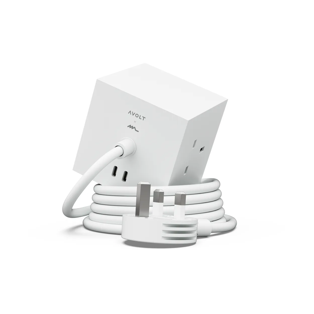 Avolt Square 1 UK power strip USB-C 30W 1.8 m White Martinelli Luce edition