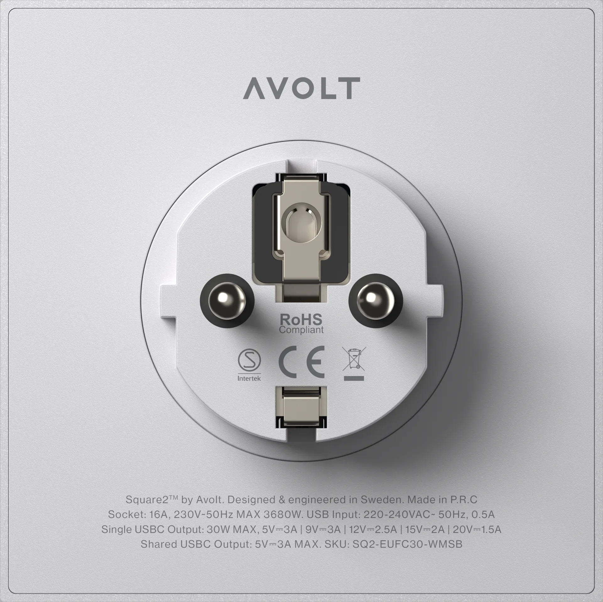 Square 2 outlet, Gotland Grey Avolt