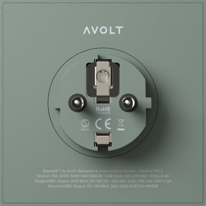 Square 2 outlet - Oak Green - Avolt