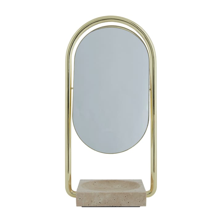 ANGUI table mirror 17.2x35 cm - Gold/travertine - AYTM