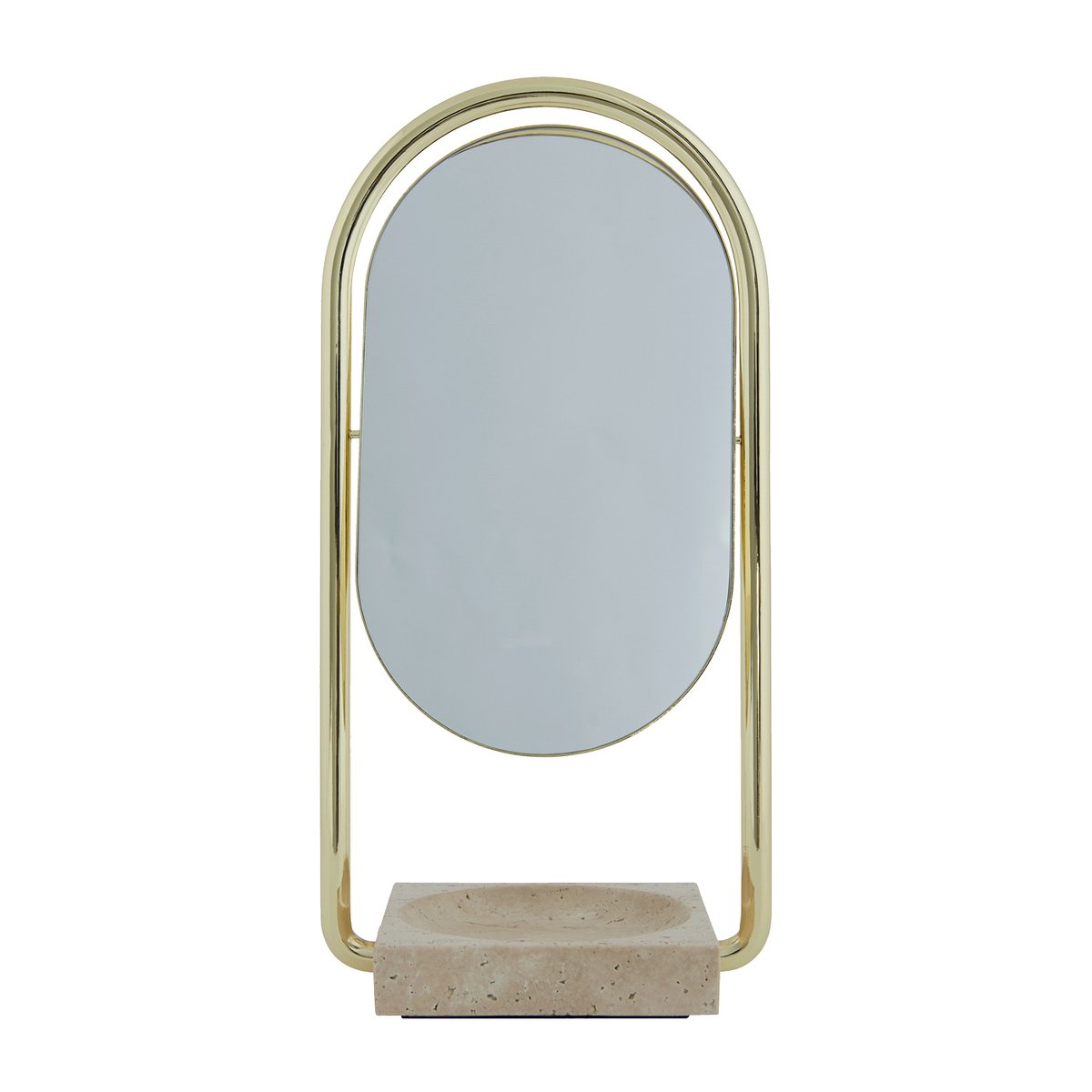 AYTM ANGUI table mirror 17.2x35 cm Gold/travertine | Scandinavian Design | Table mirrors | Gold-coloured