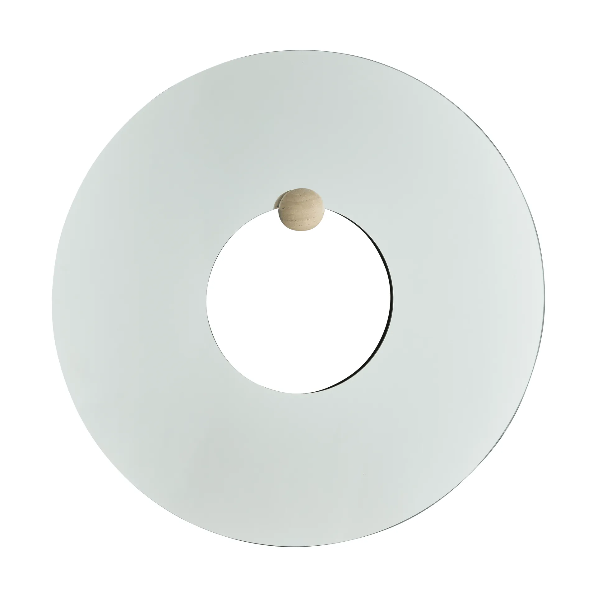 Castellum wall mirror Ø80 cm, Clear-travertine AYTM