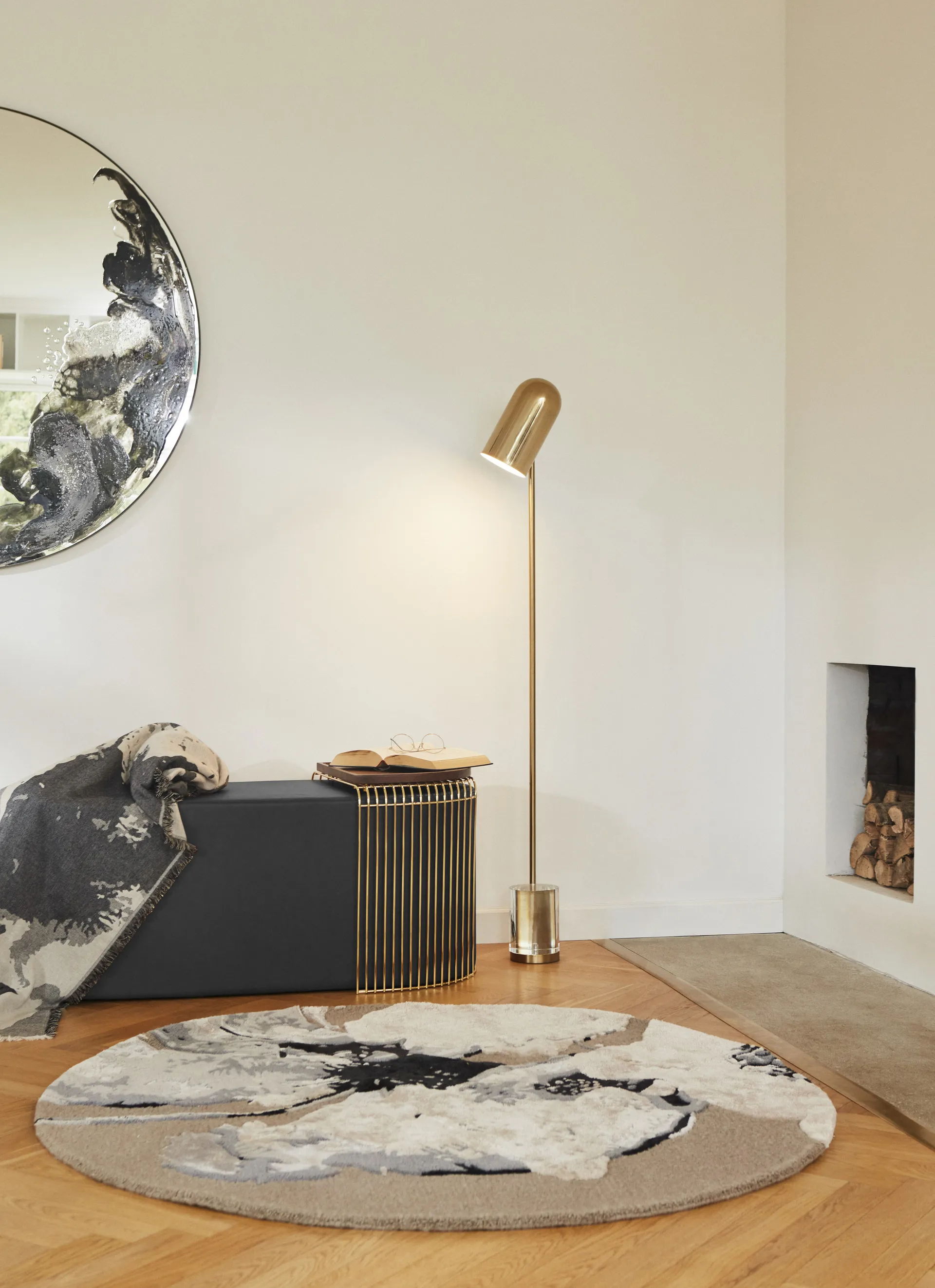 Floreo rug Ø200 cm, White-grey AYTM