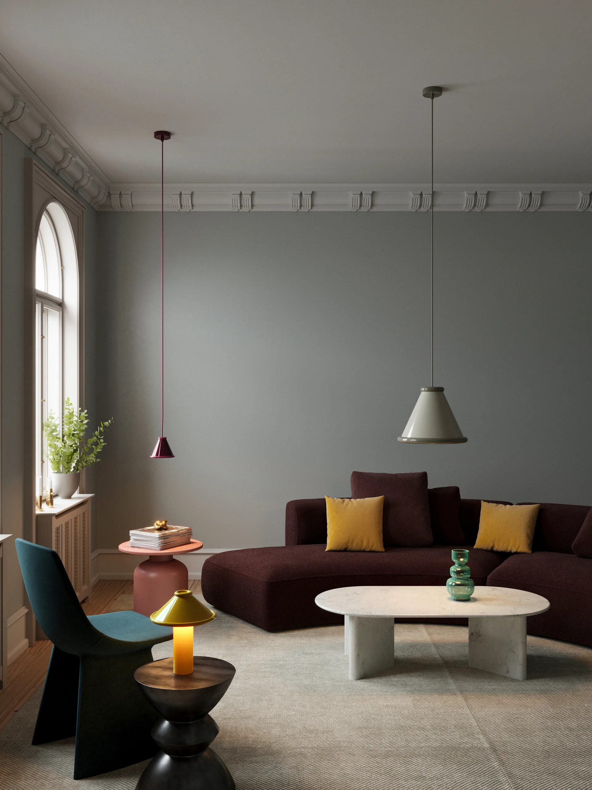 Belle pendant Ø36 cm, Pepple grey-moss grey Belid