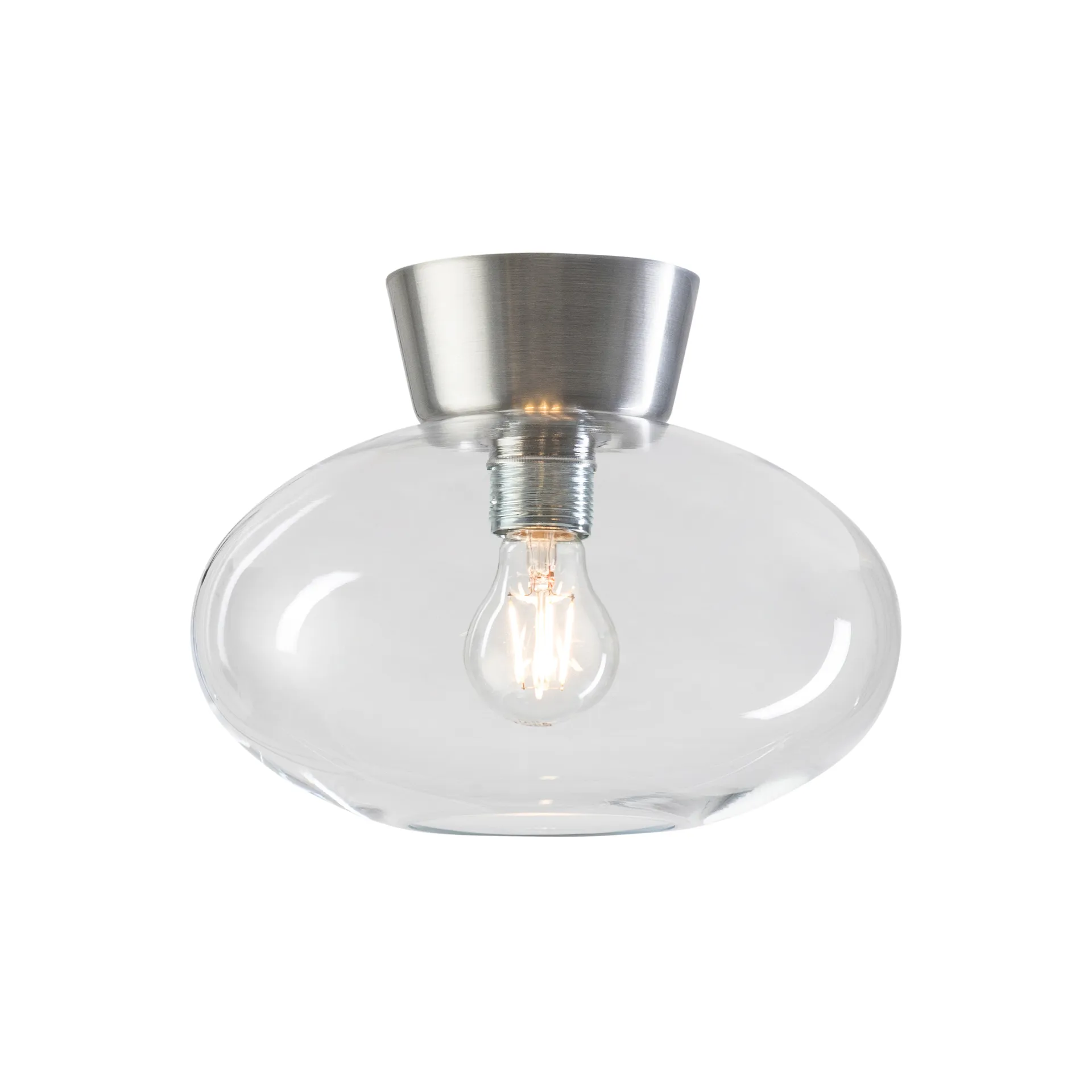 Bulllo ceiling lamp clear glass Ø27 cm, Aluminium Belid