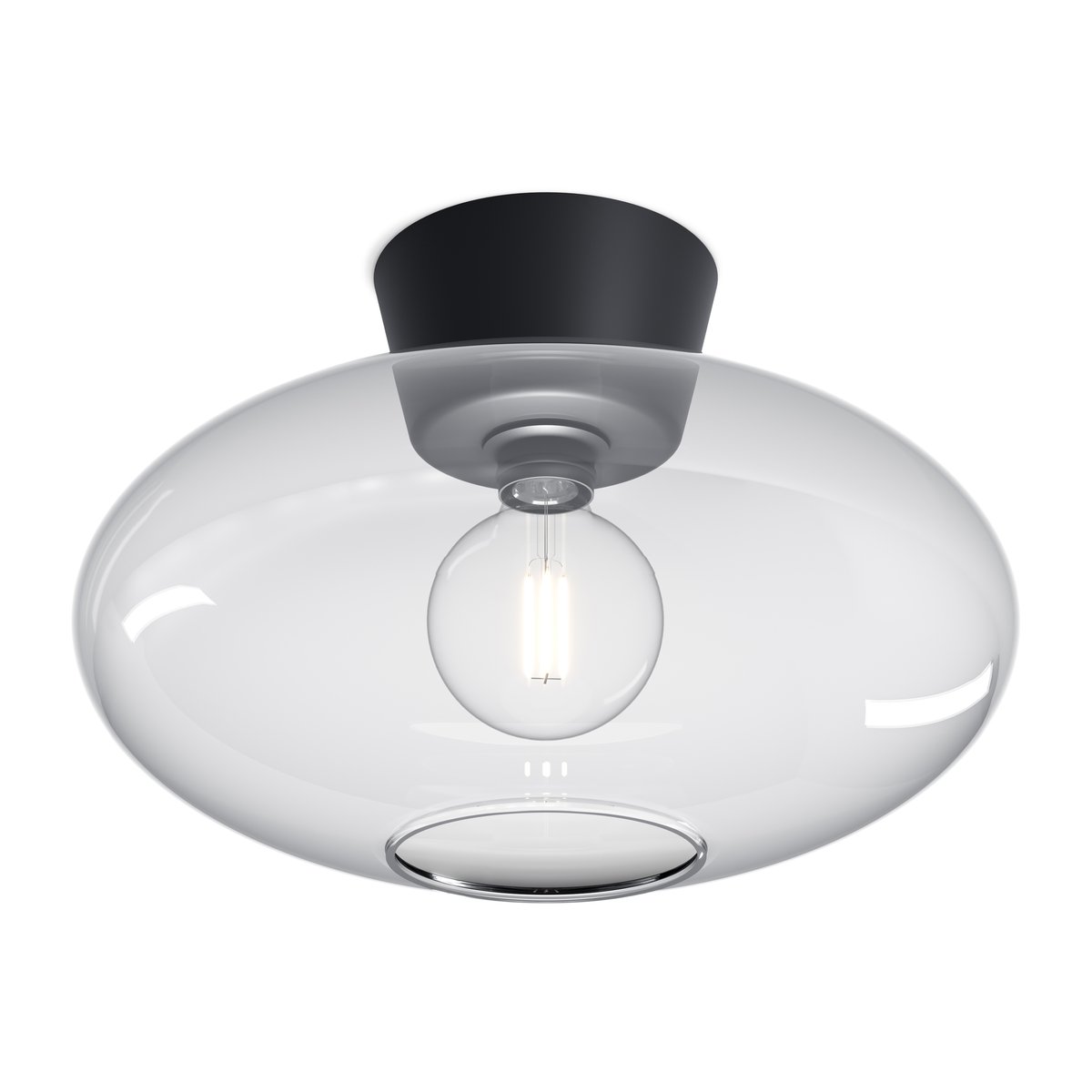 Belid Bullo ceiling lamp XL clear glass o38 cm Matte black