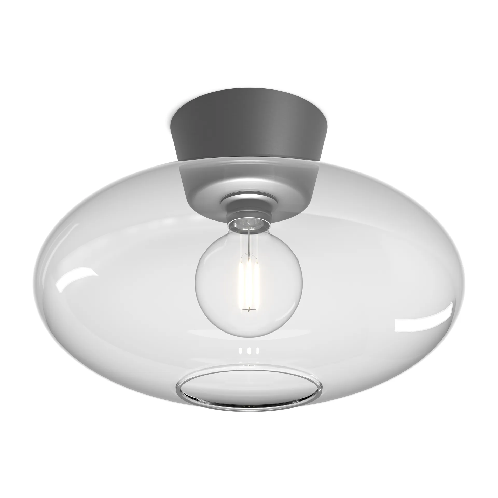 Bullo ceiling lamp XL clear glass Ø38 cm, Oxide grey Belid