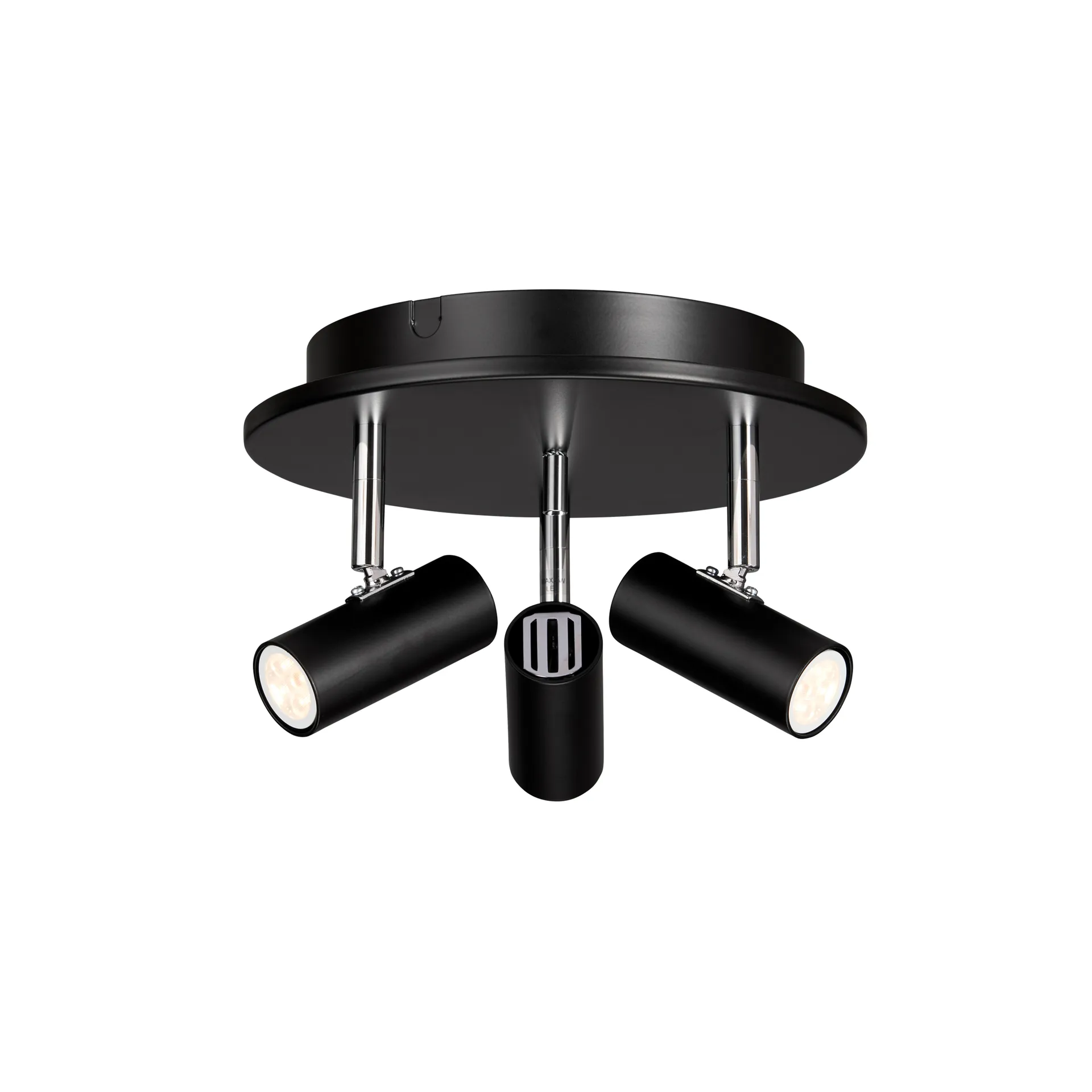 Cato round ceiling spotlight 3, Matte black-silver Belid