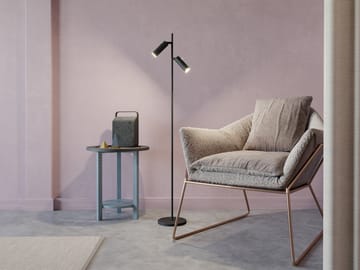 Cato Slim floor lamp double - Matte black-LED - Belid