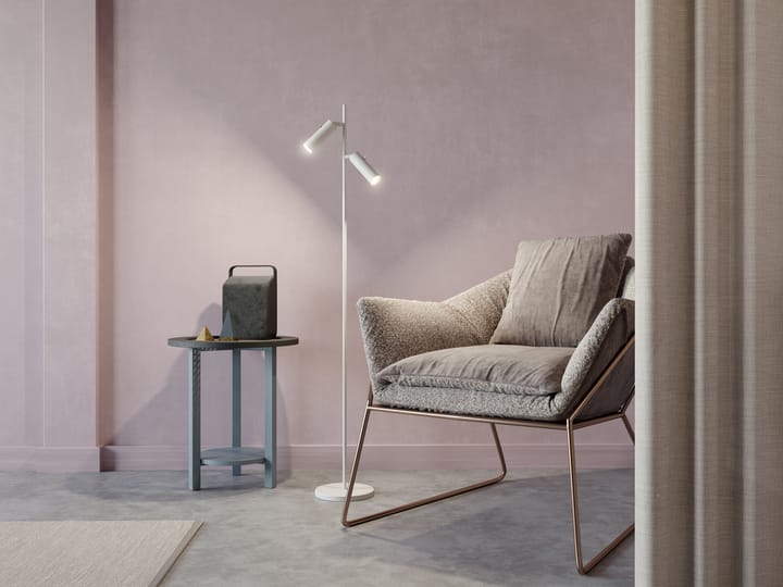 Cato Slim floor lamp double, Matte white-LED Belid