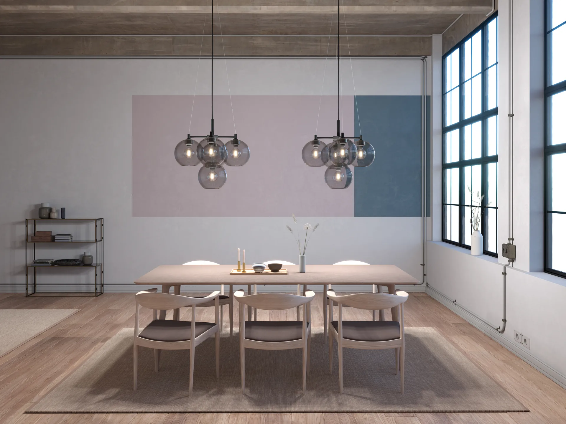 Gloria chandelier Ø67 cm, Black-smoked glass Belid