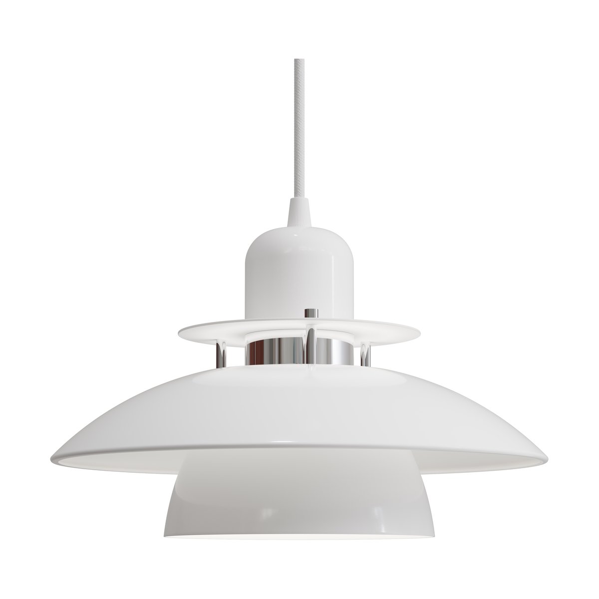 Belid Primus IV pendant o28 cm Glossy white-chrome | Scandinavian Design | Pendant lamps | White