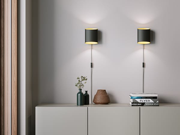 Sinne wall lamp - Black structured-brass - Belid