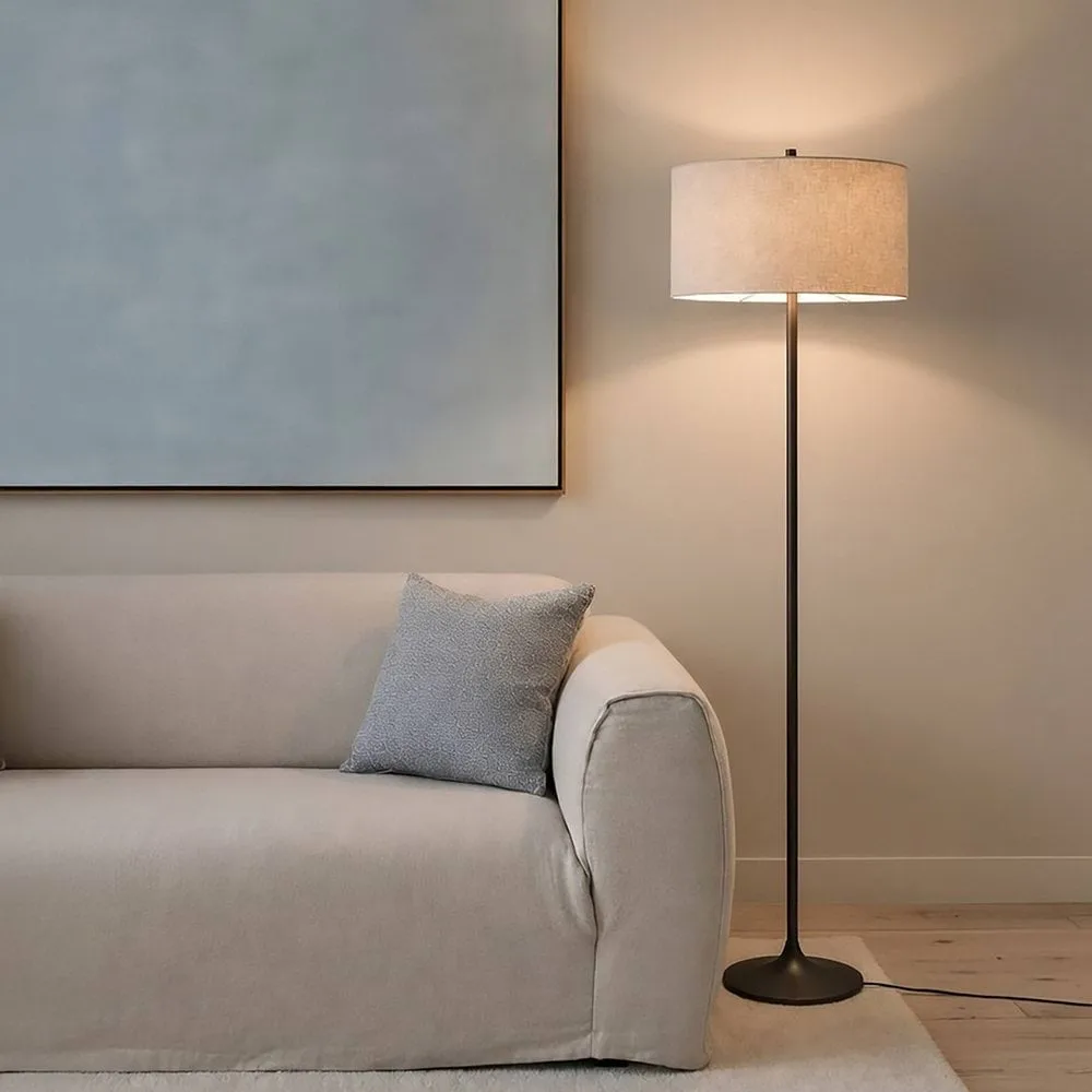 Soft floor lamp, Linen natural-metallic bronze, Ø44x149.5 cm Belid