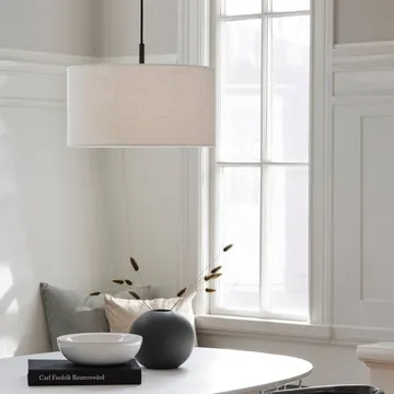 Soft pendant lamp Ø40 cm - Linen white-metallic bronze, Ø44 cm - Belid