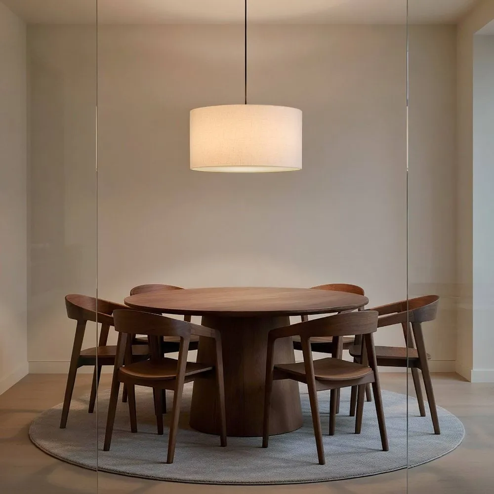 Soft pendant lamp Ø40 cm, Linen white-metallic bronze, Ø60 cm Belid