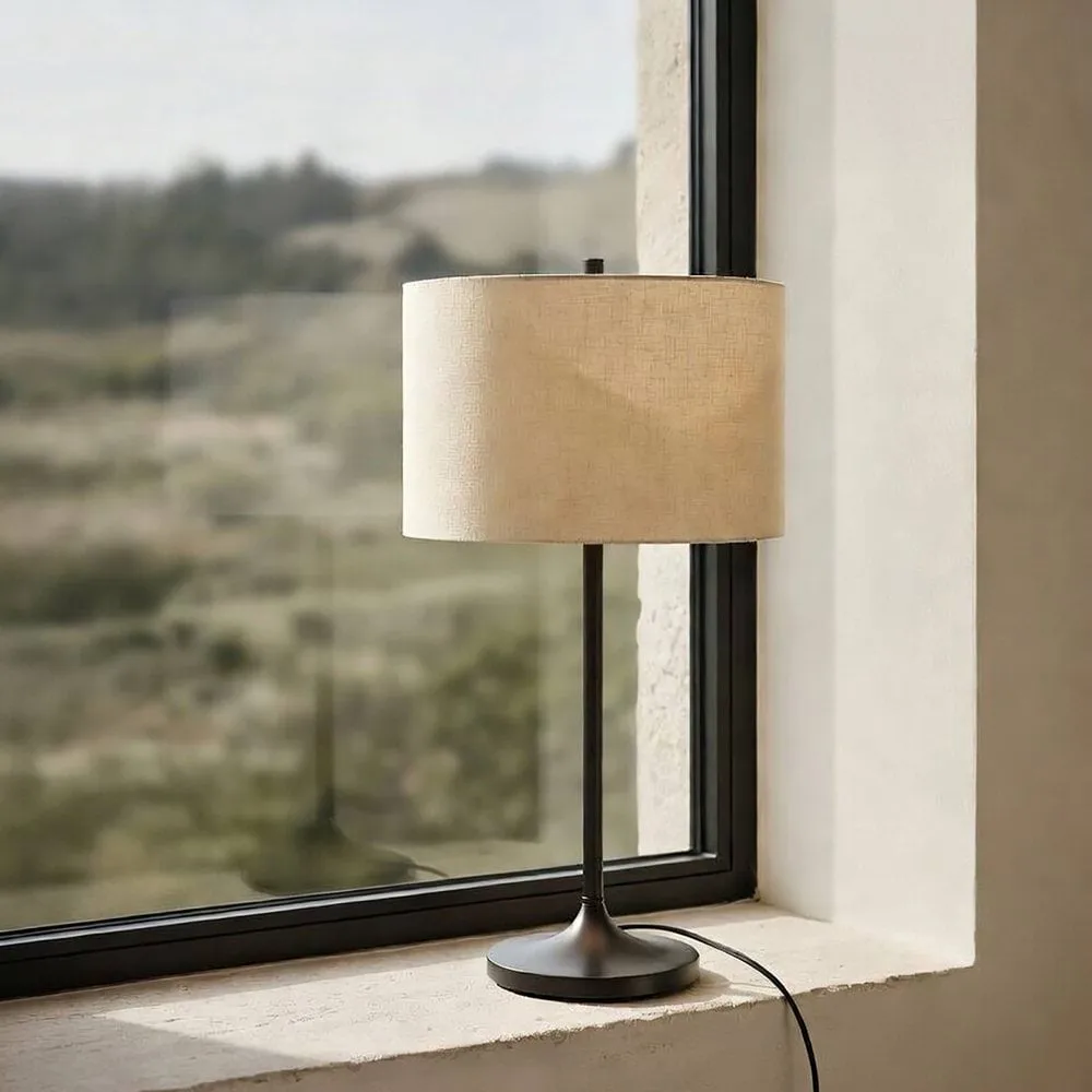 Soft table lamp, Linen natural-metallic bronze, Ø34x64 cm Belid