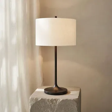 Soft table lamp - Linen white-metallic bronze, Ø34x64 cm - Belid