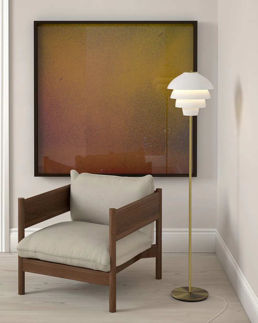 Valencia Floor Lamp 150 cm, Matt white - brass Belid