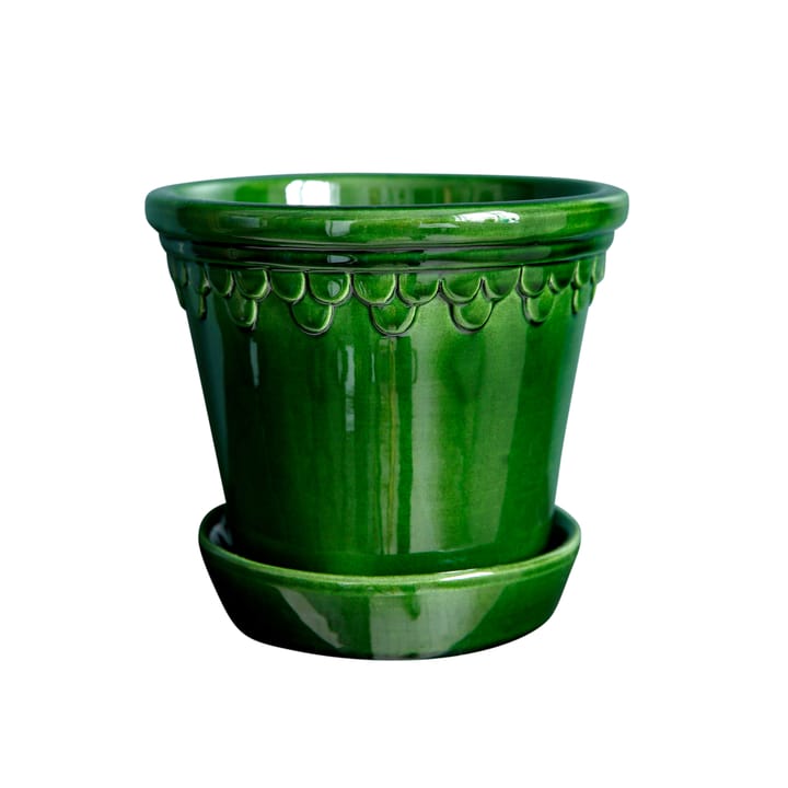 Copenhagen flower pot glazed Ø10 cm - Green - Bergs Potter