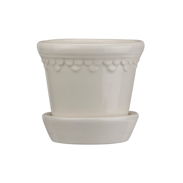 Copenhagen flower pot glazed Ø10 cm - White - Bergs Potter