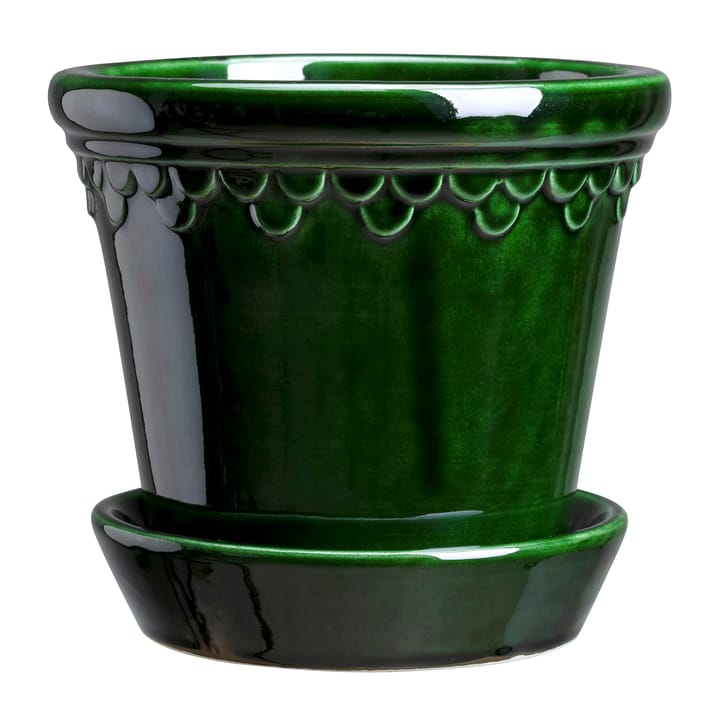 Copenhagen flower pot glazed Ø12 cm - green - Bergs Potter