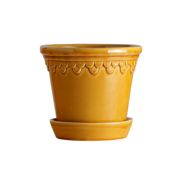 Copenhagen flower pot glazed Ø12 cm - yellow - Bergs Potter