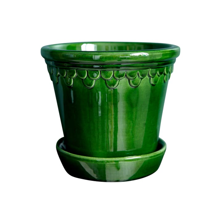 Copenhagen flower pot glazed Ø14 cm - green - Bergs Potter