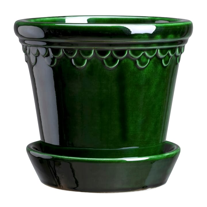 Copenhagen flower pot glazed Ø14 cm - green - Bergs Potter