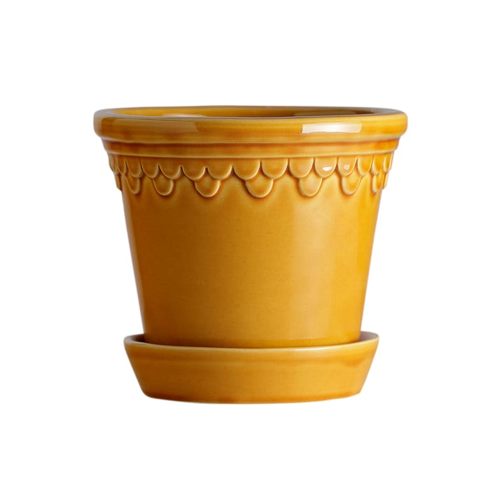 Copenhagen flower pot glazed Ø14 cm - yellow - Bergs Potter