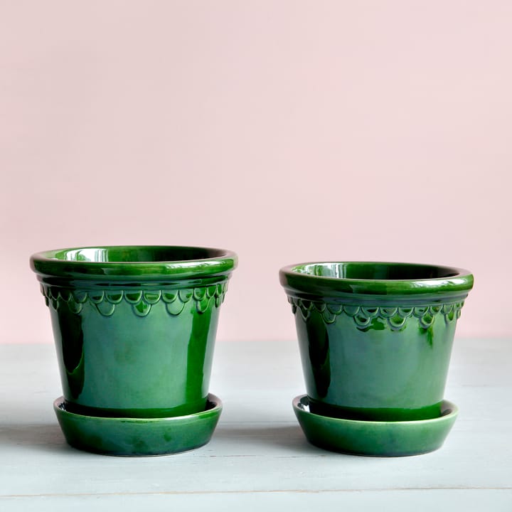 Copenhagen flower pot glazed Ø16 cm - Green - Bergs Potter