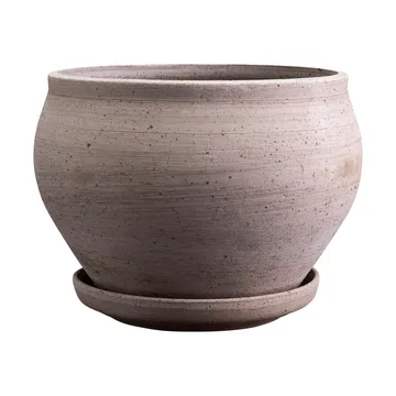Delphi pot with saucer, 2 pieces - Grey, Ø24 cm, low - Bergs Potter