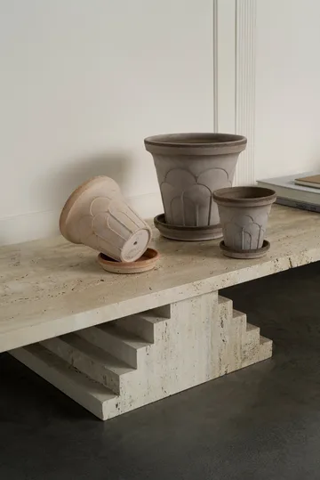 Fleur pot with saucer, 2 pieces - Grey, Ø12 cm - Bergs Potter