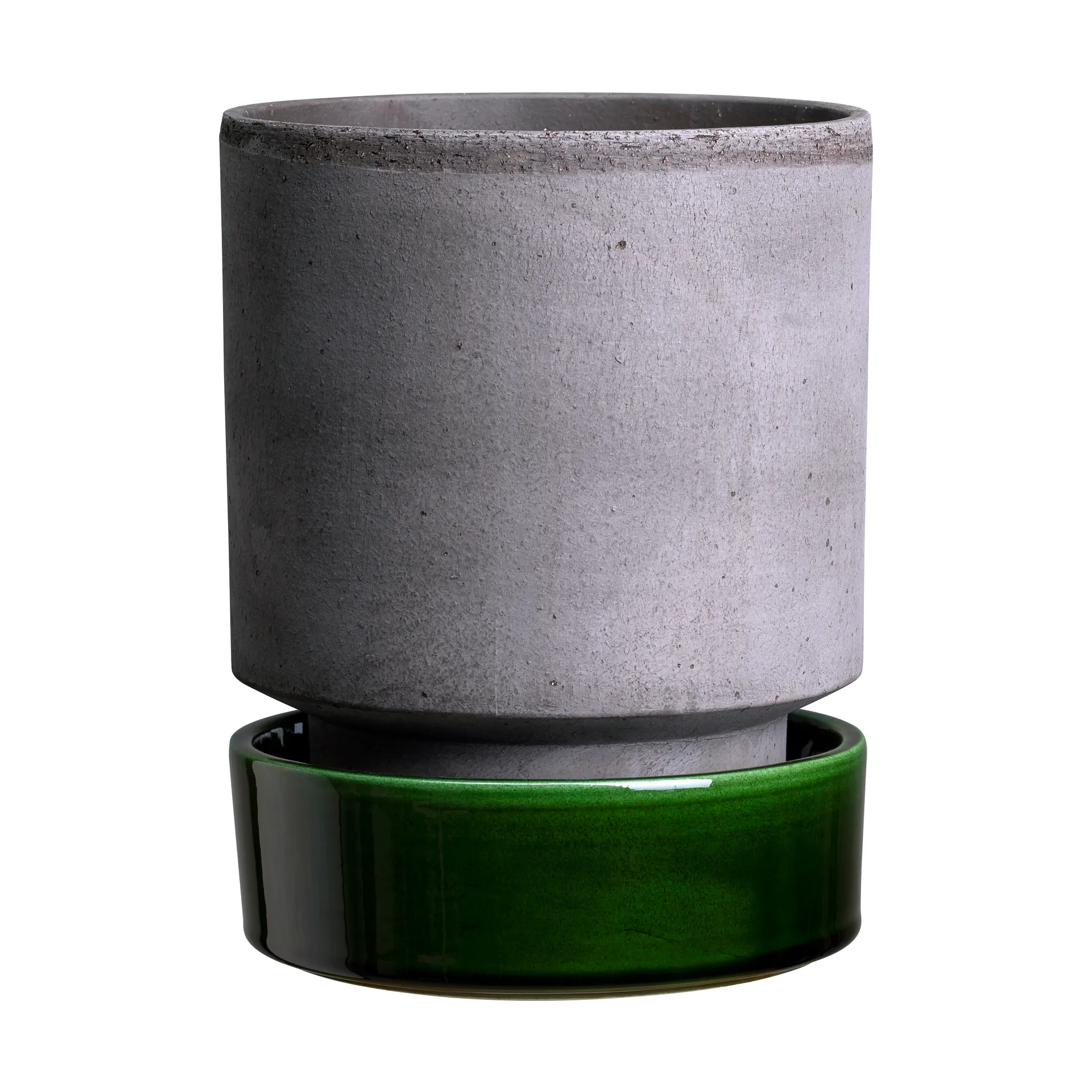 Hoff pot, Ø14 cm, Raw Grey-Emerald Green Bergs Potter