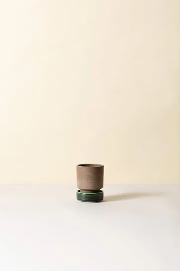 Hoff pot 2-pack - Ø8 cm, Raw Grey-Emerald Green - Bergs Potter