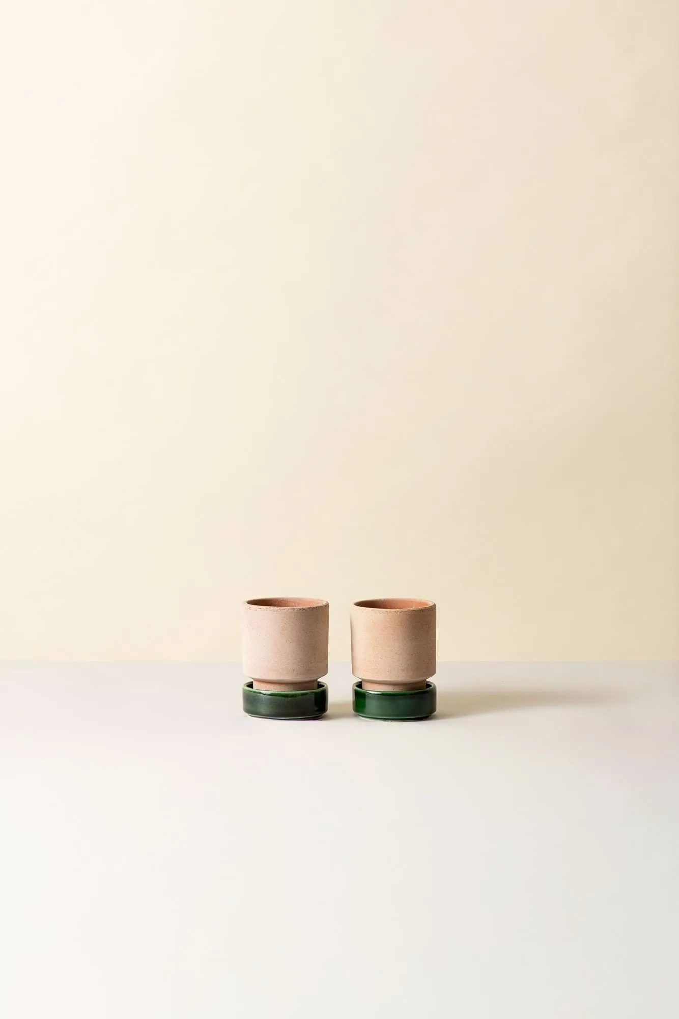 Hoff pot 2-pack, Ø8 cm, Raw Pink-Emerald Green Bergs Potter