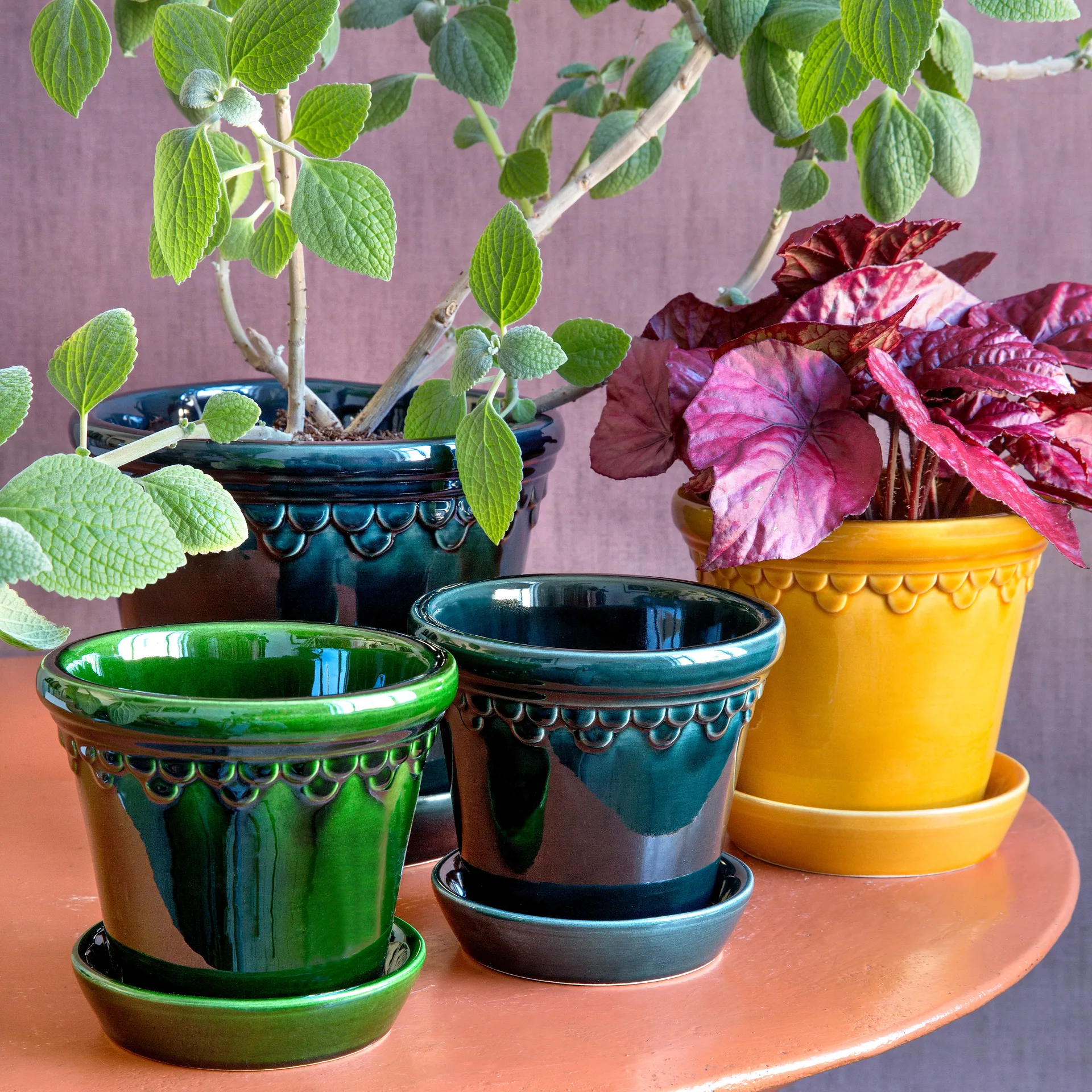 Köpenhamn glazed plant pot, Green, Ø14 cm Bergs Potter
