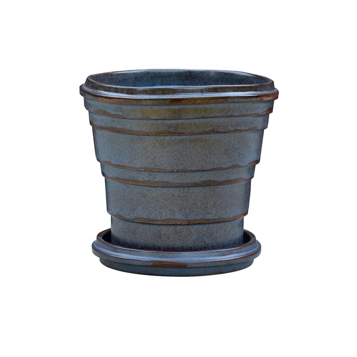 Planet Vintage Metalic flower pot Ø16 cm - Blue brown - Bergs Potter