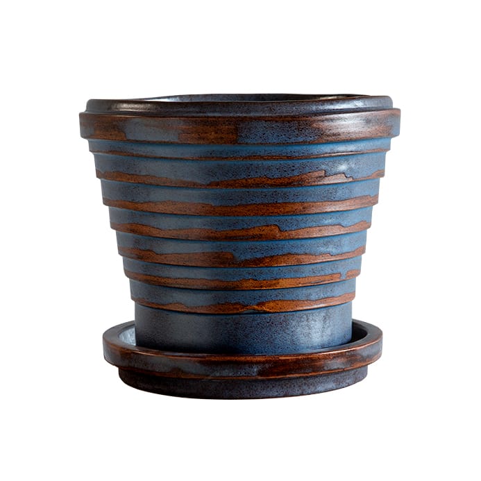 Planet Vintage Metalic flower pot Ø21 cm - Blue brown - Bergs Potter