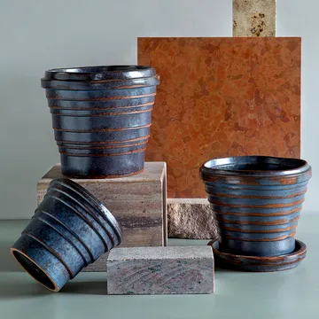 Planet Vintage Metalic flower pot Ø21 cm - Blue brown - Bergs Potter