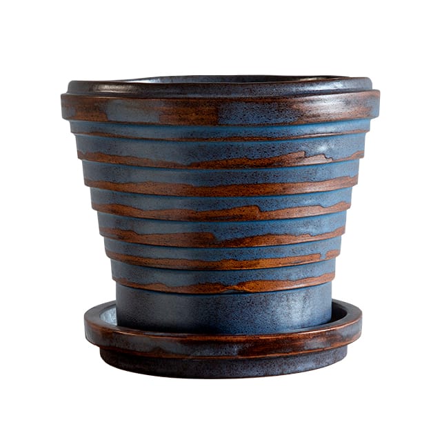Planet Vintage Metalic flower pot Ø25 cm - Blue brown - Bergs Potter