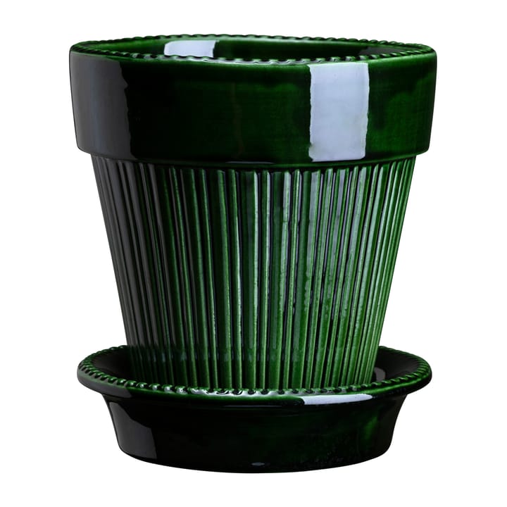 Simona flower pot glazed Ø12 cm - Green - Bergs Potter